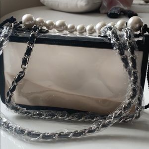 Luxury PVC bag with pearls and sand